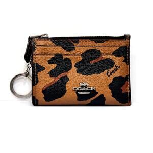 Coach Mini Skinny ID Case – Leopard Print, Key Ring, Card Holder